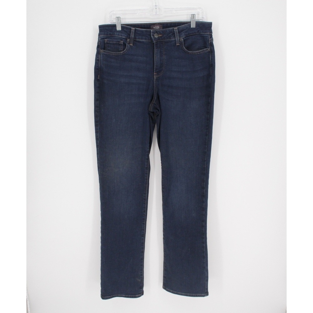 NYDJ Women's Dark Wash‎ Marilyn Straight Leg Denim Jeans Size 10
